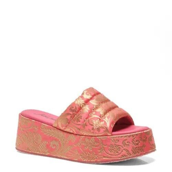 NEW Free People Almost Paradise Brocade Platform Sandals Slip On Size 39.5/9 - Picture 2 of 7